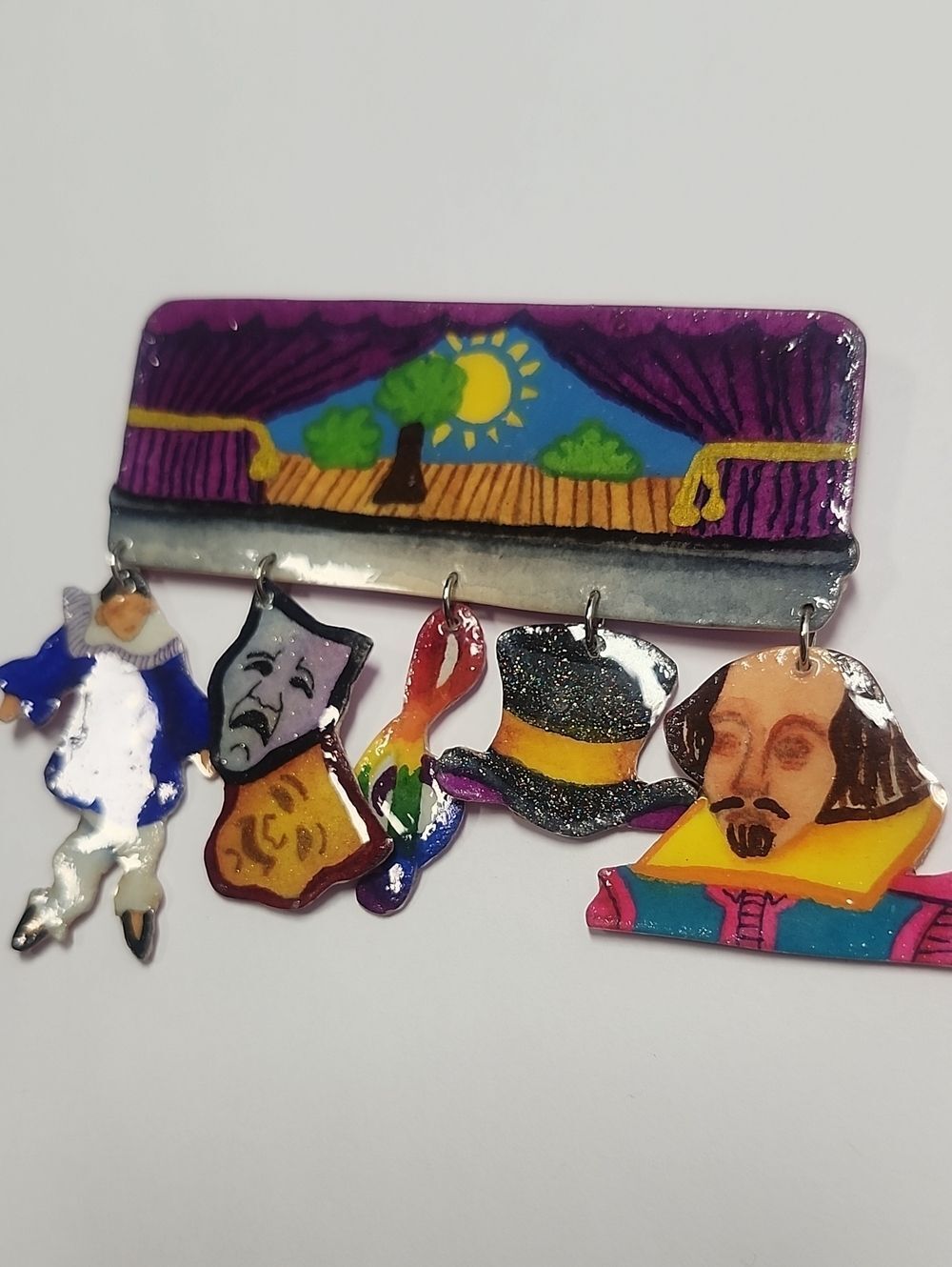 Large Handmade Shakespeare Brooch Theatre Pin